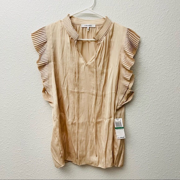 NWT✨ FRAME Pleat Keyhole Blouse - Picture 2 of 10
